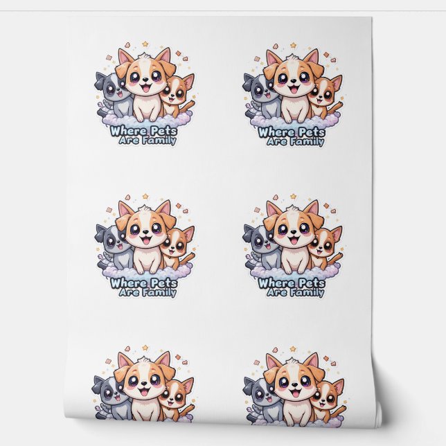 Where Pets Are Family Cute Dog Wall Art  (Unrolling)