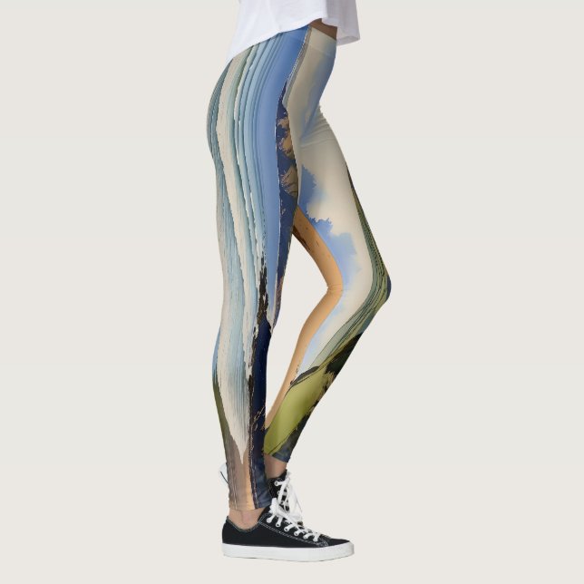 “Where Sky Meets Quiet Sand” – Devon Seascape Leggings (Right)