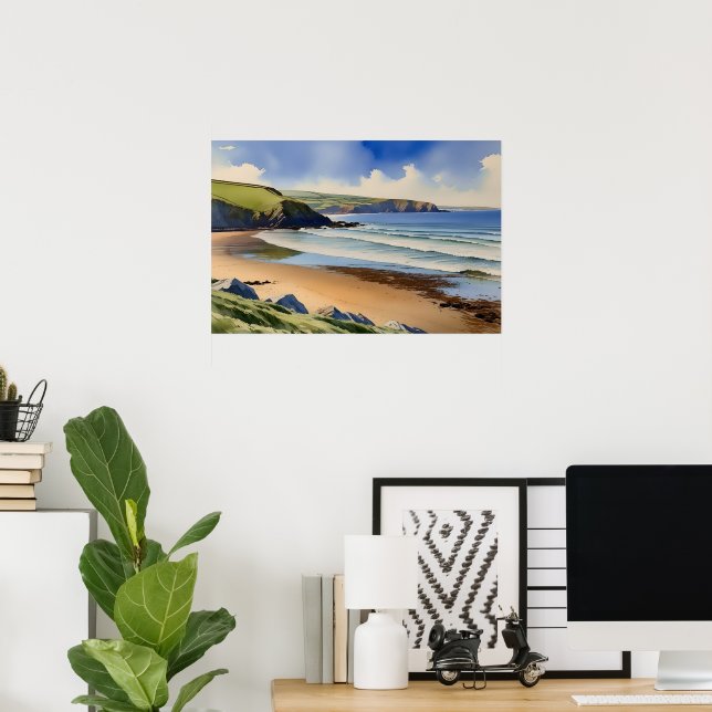 “Where Sky Meets Quiet Sand” – Devon Seascape Poster (Home Office)