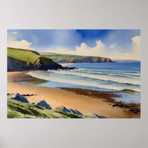 “Where Sky Meets Quiet Sand” – Devon Seascape Poster