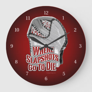 Where Slapshots Go To Die (Hockey) Large Clock