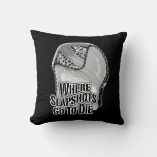 Where Slapshots Go To Die (Hockey) Throw Pillow