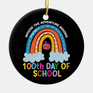 Where The Adventure Begins 100th Days Smarter  Ceramic Ornament
