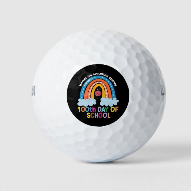 Where The Adventure Begins 100th Days Smarter  Golf Balls (Front)