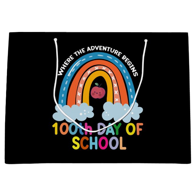 Where The Adventure Begins 100th Days Smarter  Large Gift Bag (Front)