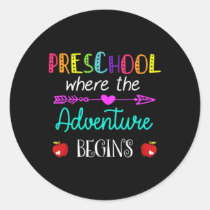 Where The Adventure Begins Kinder Teacher Classic Round Sticker