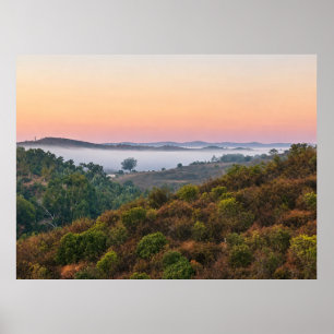 Where the Hills Meet the Mist – Serene Sunrise Lan Poster