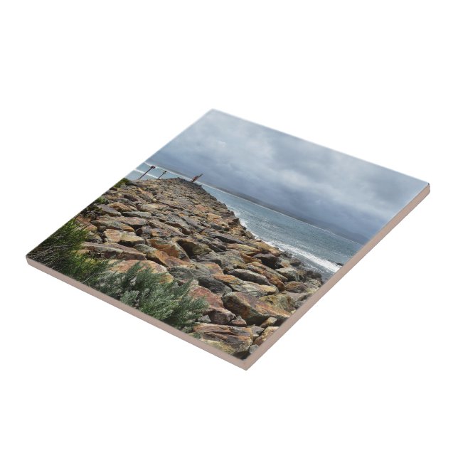Where the Rocks Meet the Sea - Bastion Point Ceramic Tile (Side)