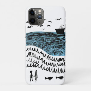 Where the Sea Begins Hand-Drawn Ocean iPhone 11 Pro Case