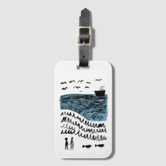 Where the Sea Begins | Hand-Drawn Ocean Grocery Luggage Tag