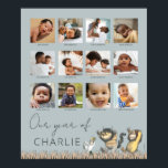 Where the Wild Things Are - 12 Month Photo Collage Poster<br><div class="desc">Celebrate your little Wild One’s first year with this customisable "Where the Wild Things Are" 12-month photo collage poster. Featuring Max in his iconic crown and the Wild Things in a playful forest-themed design, this poster offers space to display a photo from each month of your baby’s first year. Perfect...</div>