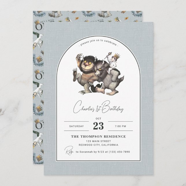 Where the Wild Things Are | Arch Birthday Invitation (Front/Back)