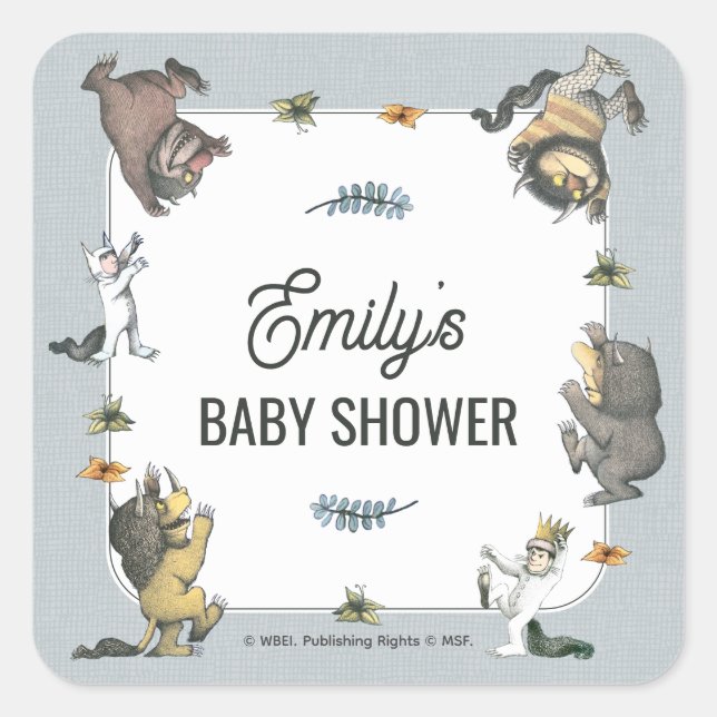 Where the Wild Things Are Character Baby Shower Square Sticker (Front)