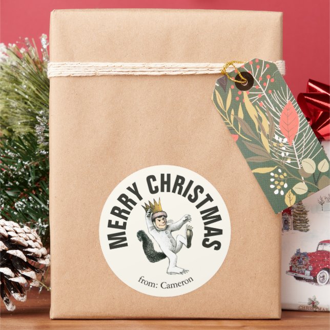 Where the Wild Things Are | Merry Christmas Classic Round Sticker (Holiday)