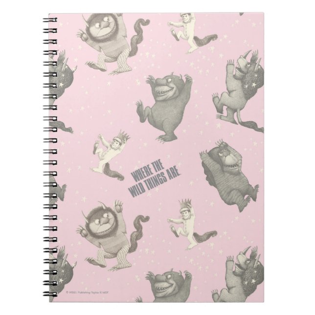 Where the Wild Things Are Pink Star Pattern Notebook (Front)