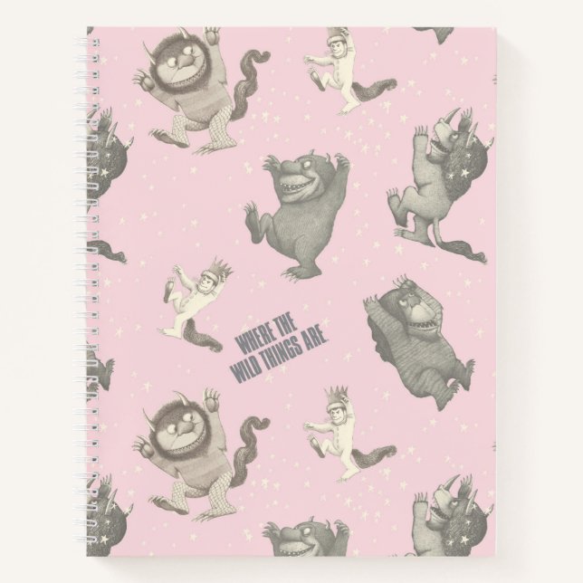 Where the Wild Things Are Pink Star Pattern Notebook (Front)