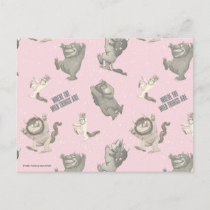 Where the Wild Things Are Pink Star Pattern Postcard