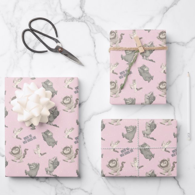 Where the Wild Things Are Pink Star Pattern Wrapping Paper Sheet (Front)