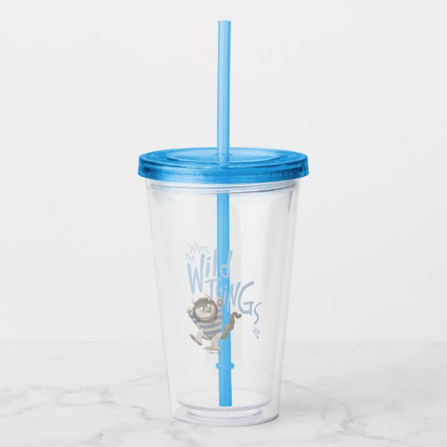 Where the Wild Things Are Quote - Blue Acrylic Tumbler (Front)