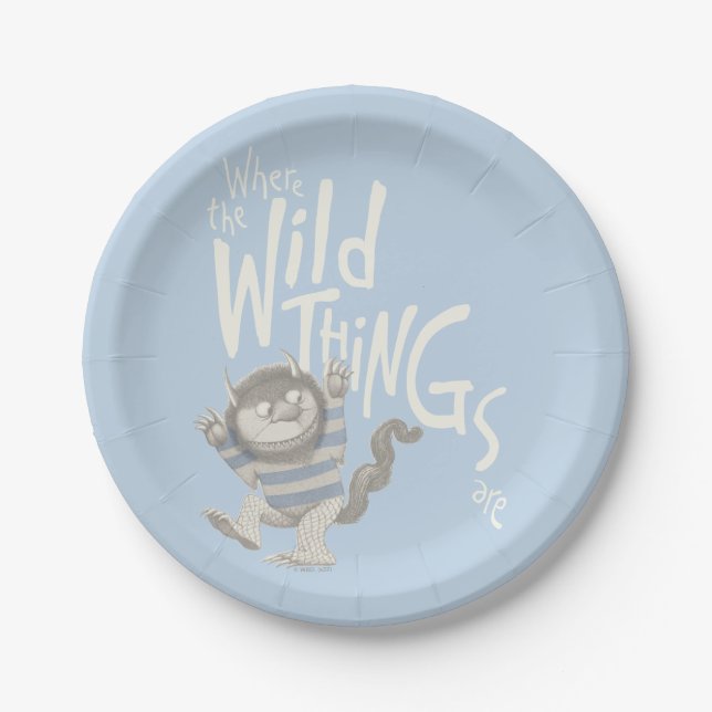 Where the Wild Things Are Quote - Blue Paper Plate (Front)
