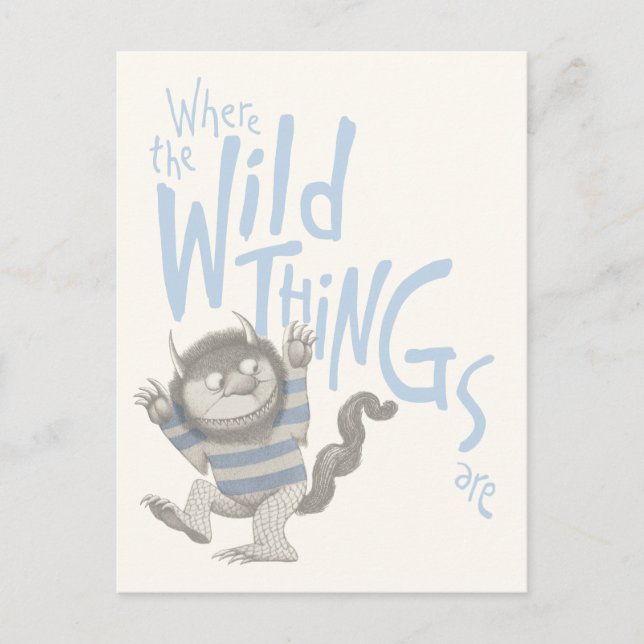 Where the Wild Things Are Quote - Blue Postcard (Front)