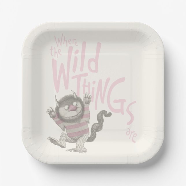 Where the Wild Things Are Quote - Pink Paper Plate (Front)