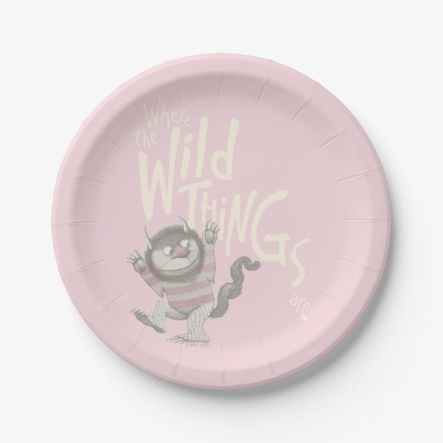 Where the Wild Things Are Quote - Pink Paper Plate (Front)
