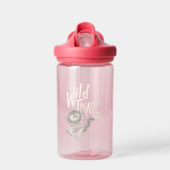 Where the Wild Things Are Quote - Pink Water Bottle (Front)