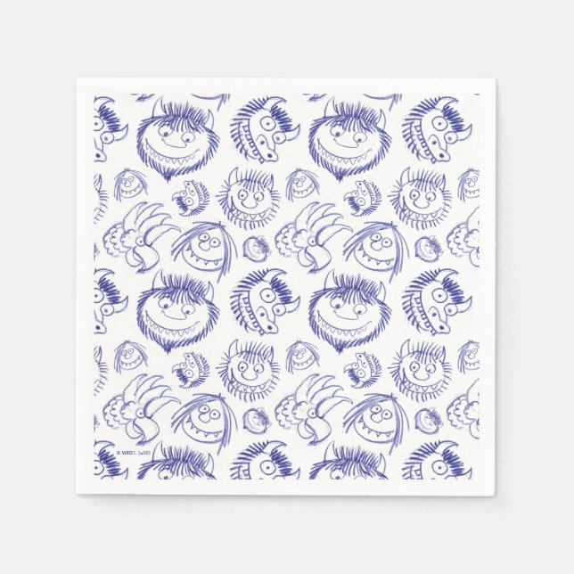 Where the Wild Things Are Sketch Pattern Napkin (Front)