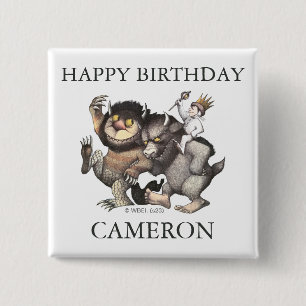 Where The Wild Things   Happy Birthday 15 Cm Square Badge