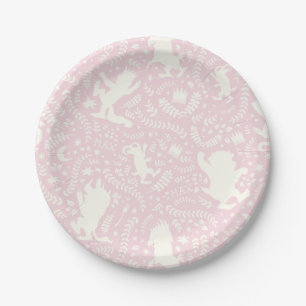 Where the Wild Things Pink Floral Pattern Paper Plate