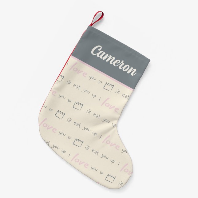 Where the Wild Things Quote Pattern Small Christmas Stocking (Front (Hanging))