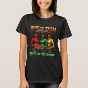 Where Them Fans At Boots On The Ground Black Cowgi T-Shirt