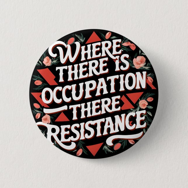 Where there is occupation there resistance 6 cm round badge (Front)
