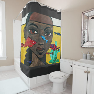 Where Thoughts Swim | Black Woman Art Afrocentric Shower Curtain