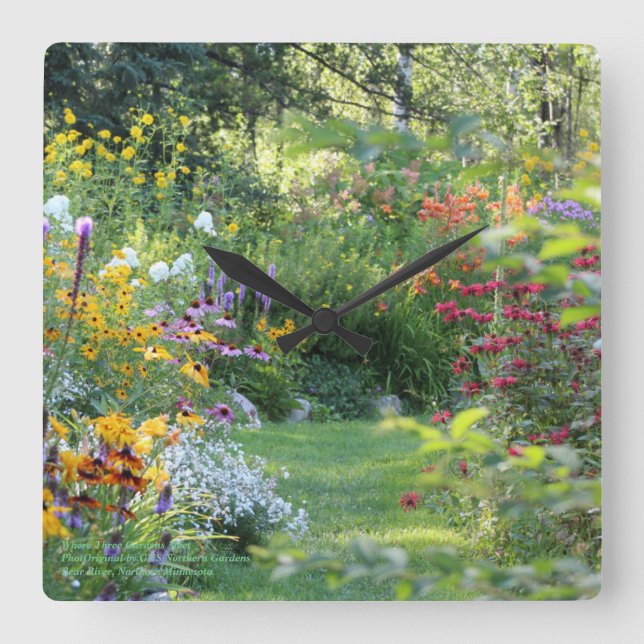 Where Three Gardens Meet Square Wall Clock (Front)