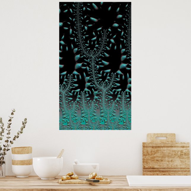 Where Turquoise Grows on Trees Fractal Abstract Poster (Kitchen)