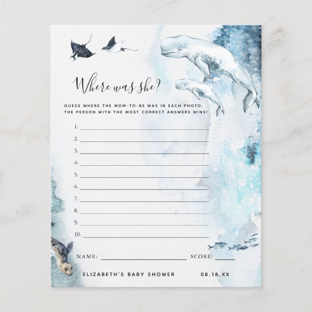 Where was She | Baby Shower Game (Front)