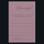 Where was She? Shower Game Card Flyer<br><div class="desc">Make it your own by adding your text. To access advanced editing tools,  please go to "Personalise",  scroll down and press the "click to customise further" link. For more matching designs click the link "Other products from this collection”</div>