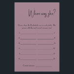 Where was She? Shower Game Card Flyer<br><div class="desc">Make it your own by adding your text. To access advanced editing tools,  please go to "Personalise",  scroll down and press the "click to customise further" link. For more matching designs click the link "Other products from this collection”</div>