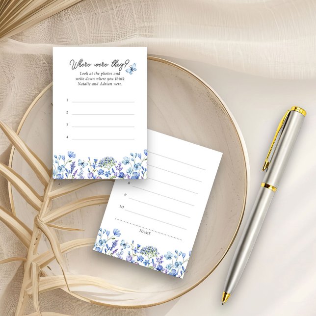 Where Were They Blue Wildflower Floral Answer Card (Where were they? guessing game answer cards from my Blue Wildflower Bridal Shower Collection
)