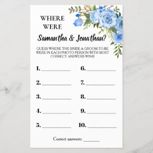 Where were They Bridal Shower bilingual game card