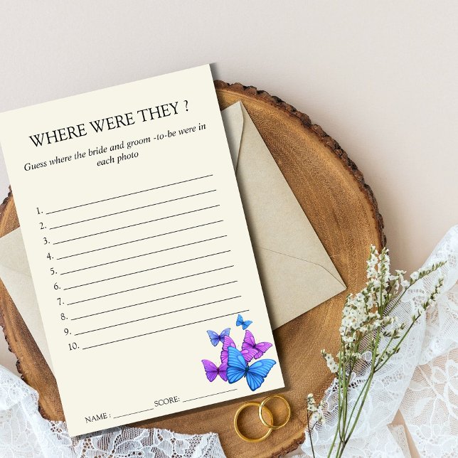 Where were they Bridal Shower Game Butterfly Flyer (Creator Uploaded)