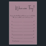 Where Were They? Bridal Shower Game Card Flyer<br><div class="desc">Add fun to your bridal shower with this “Where Were They?” game card! Guests guess where the bride and groom were in each photo—the most correct answers win. Perfect for bridal showers, wedding showers, engagement parties, and bachelorettes. Available in elegant green, purple, and white designs. A stylish and interactive way...</div>