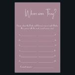 Where Were They? Bridal Shower Game Card Flyer<br><div class="desc">Add fun to your bridal shower with this “Where Were They?” game card! Guests guess where the bride and groom were in each photo—the most correct answers win. Perfect for bridal showers, wedding showers, engagement parties, and bachelorettes. Available in elegant green, purple, and white designs. A stylish and interactive way...</div>