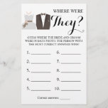 Where were They? Bride & Groom Game Card<br><div class="desc">Make it your own by adding your text (and personal photos). To access advanced editing tools,  please go to "Personalise",  scroll down and press the "click to customise further" link. See the full collection for all matching designs!</div>