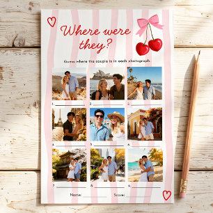 Where Were They Cherry Pink Bow Bridal Shower Game
