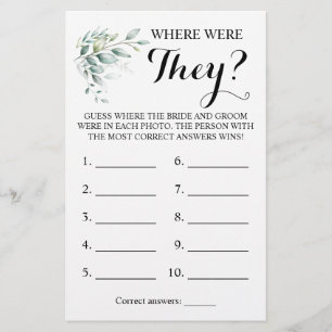 Where were They? Greenery Eucalyptus Game Card