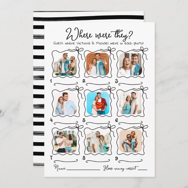 Where were they Photo Hand Drawn wavy Bridal game Invitation (Front/Back)