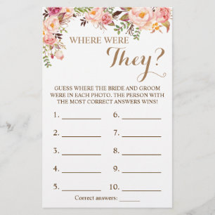 Where were They? Pink Floral Game Card